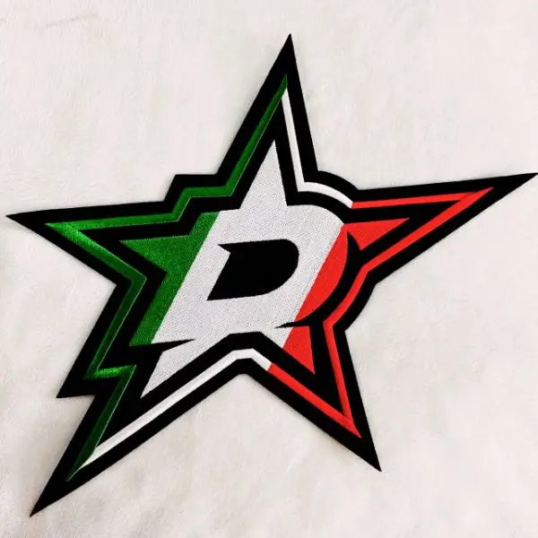 Die-cut star logo embroidered patch with central 
