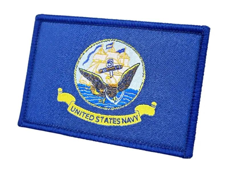 woven patch featuring the United States Navy emblem with a merrowed border.